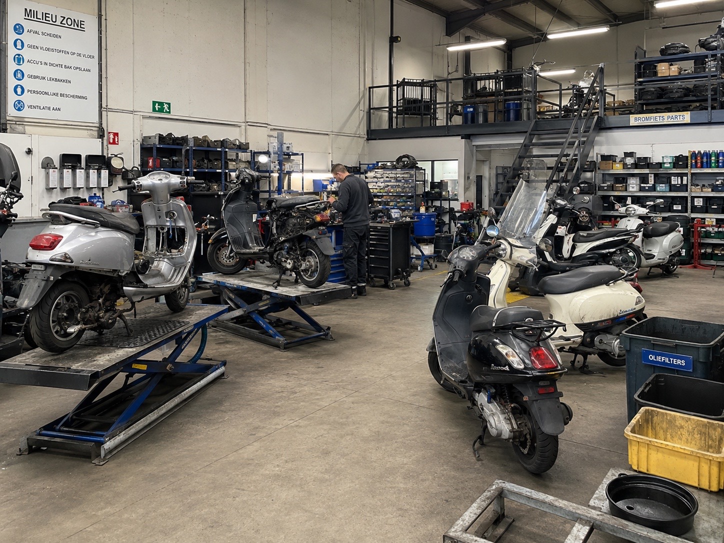 Sloopscooters bij de werkplaats van Scootersloperij.nl in De Zilk